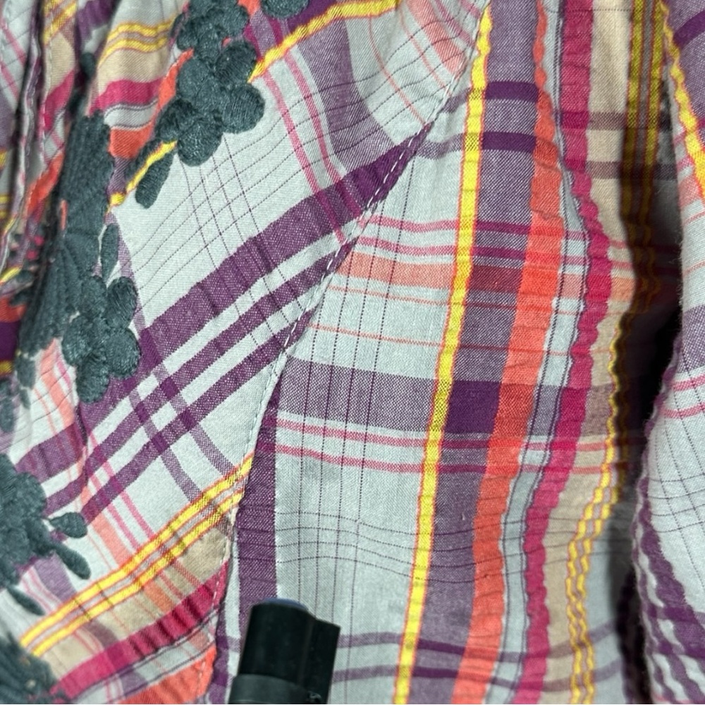 Ivy Jane Plaid Tunic / Dress Size Large 324112 Embroidered 3/4 Bell Sleeves - Picture 9 of 10